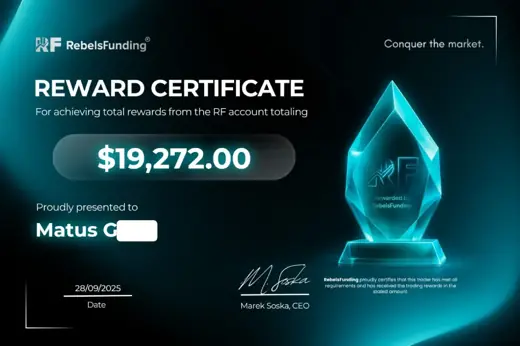 Certifikát o odmene z fundovaného účtu — 19 272 USD