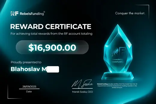 Certifikát o odmene z fundovaného účtu — 16 900 USD
