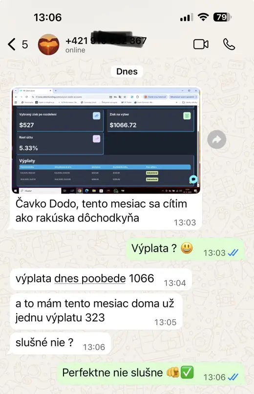 Správa člena o výplatách 323 a 1 066 USD z fundovaného účtu